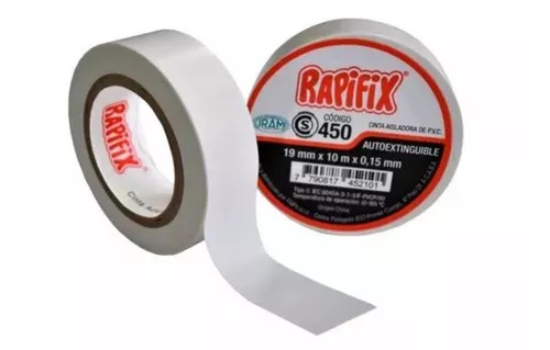 CINTA AISLADORA 19mm x20m BLANCA "RAPIFIX" (x10un)