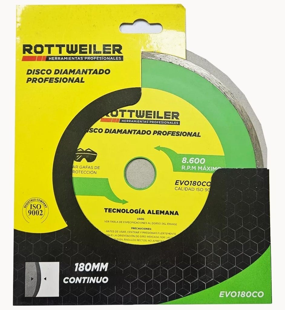 DISCO DIAMANTADO 180 MM. CONTINUO (7") "ROTTWEILER"