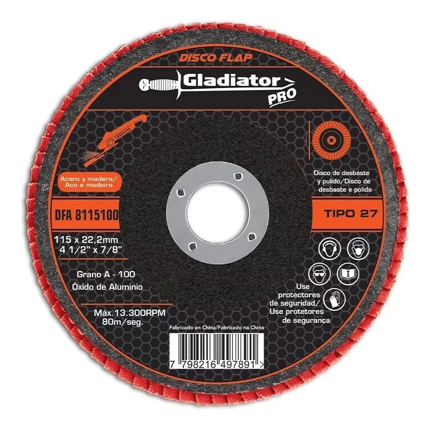 DISCO FLAP GRANO 100 115x22,2mm "GLADIATOR"