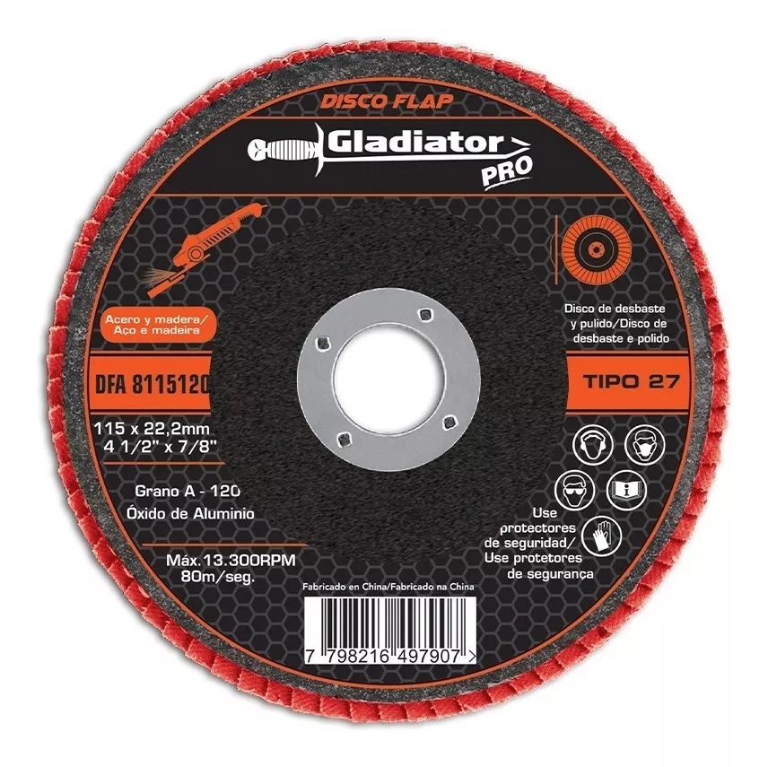 DISCO FLAP GRANO 120 115x22,2mm "GLADIATOR"