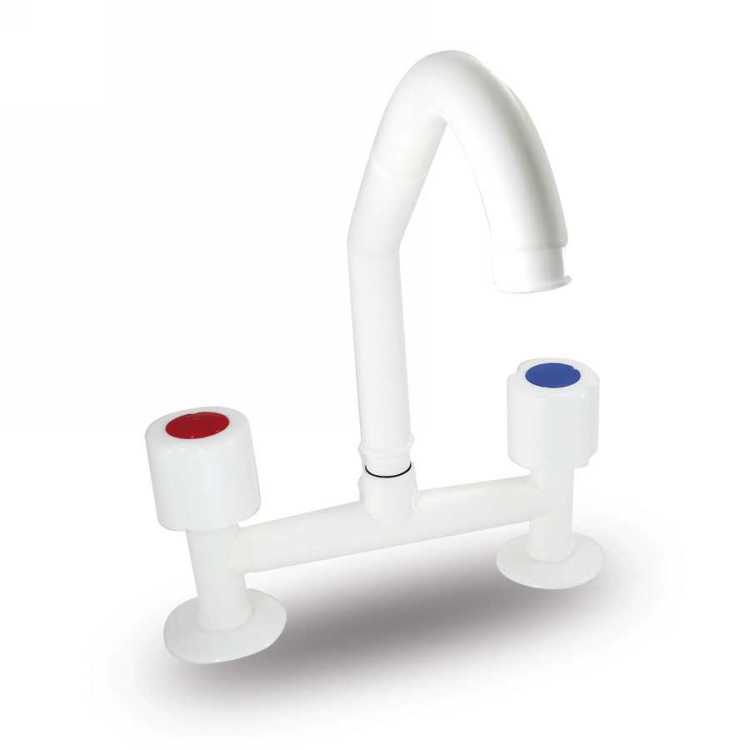 GRIFERIA PVC MESADA CURVO ALTO MOVIL "MEDIO GIRO"