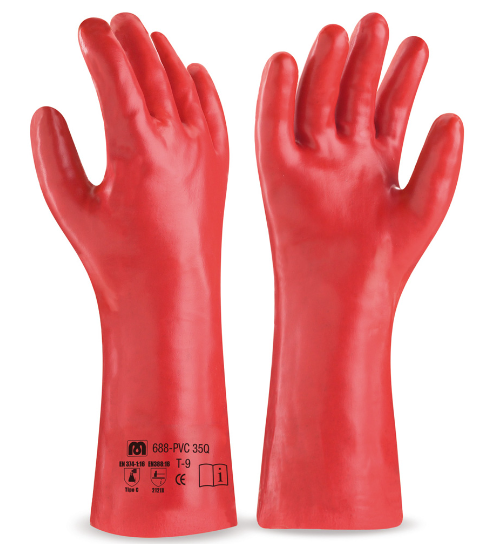 GUANTE PVC ROJO QUIMICO LARGO X 35CM "TACOLATEX"