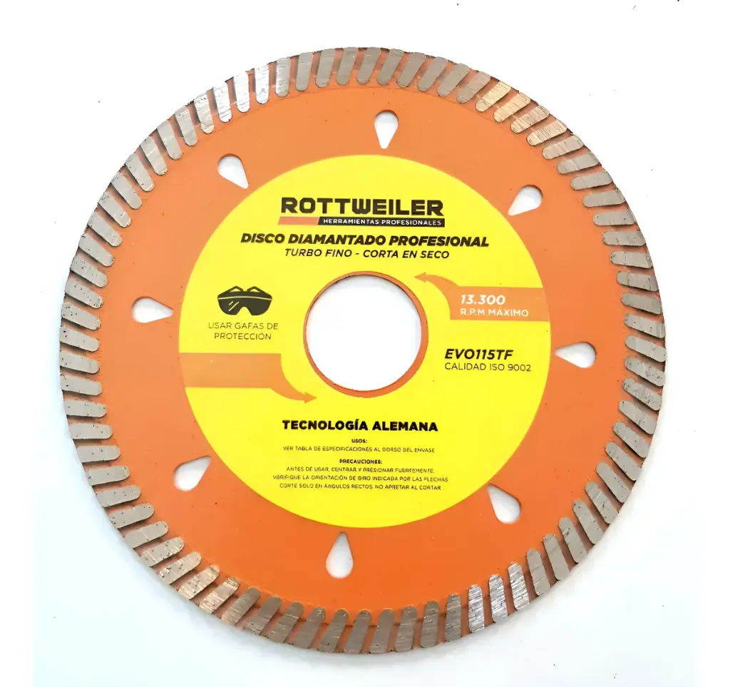 DISCO DIAMANTADO 115 MM. PORCELANATO TURBO FINO "ROTTWEILER"