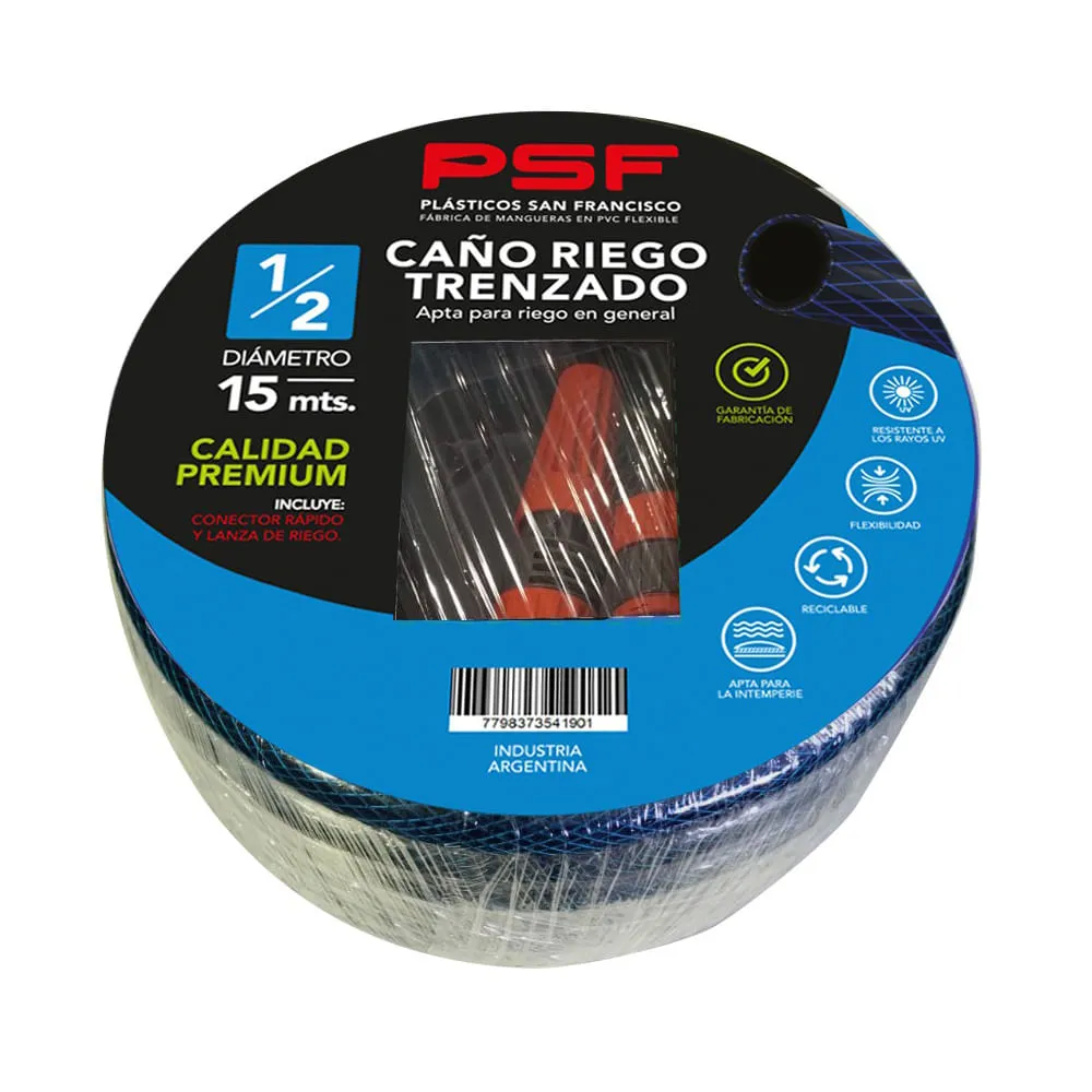 MANGUERA DE RIEGO 1/2" X 15m TRENZADA C/Accesorios