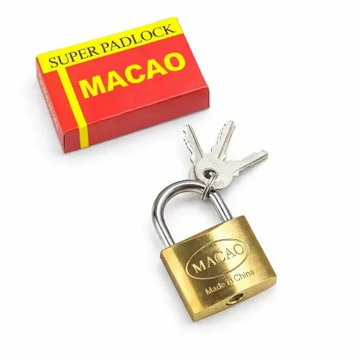 [1247] CANDADO DORADO PULIDO 32 mm. MACAO"