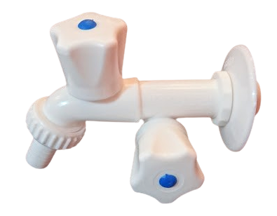 [1476] CANILLA LAVARROPA PVC DOBLE "MEDIO GIRO"