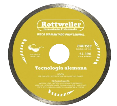 [1318] DISCO DIAMANTADO 115 MM. CONTINUO (4 1/2") "ROTTWEILER"