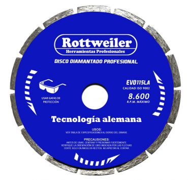 [0912] DISCO DIAMANTADO 115 MM. LASER (4 1/2") "ROTTWEILER"