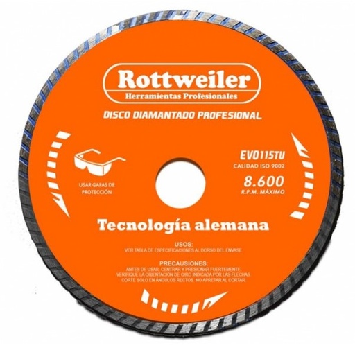 [0913] DISCO DIAMANTADO 115 MM.TURBO (4 1/2") "ROTTWEILER"