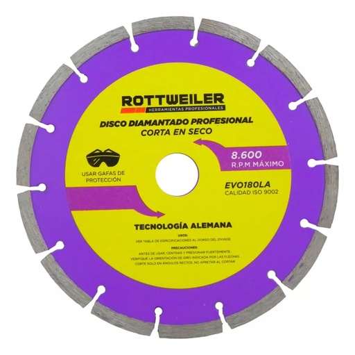 [1319] DISCO DIAMANTADO 180 MM. LASER (7") "ROTTWEILER"