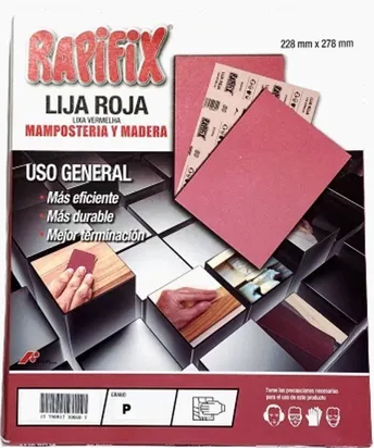 [2271] LIJA ROJA PARA MADERA Nº80 "RAPIFIX" (x50un)